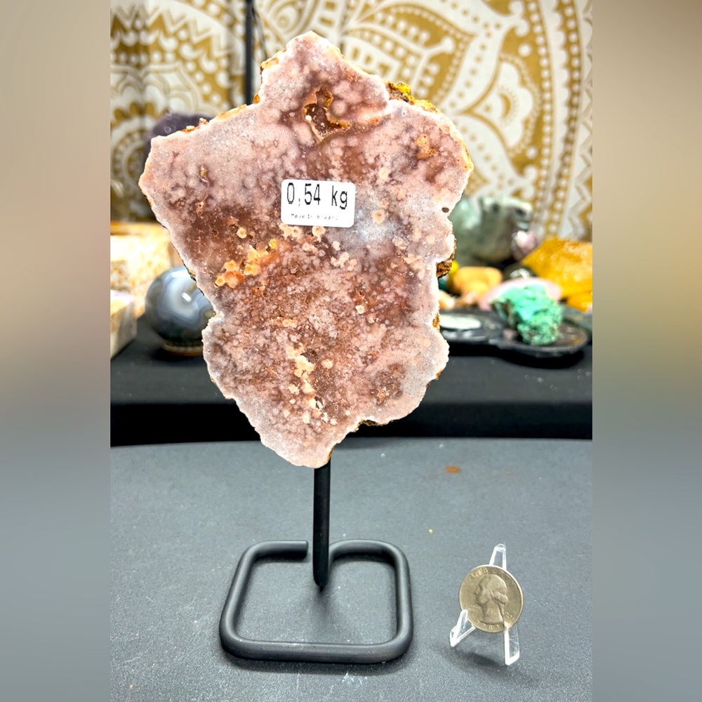 Pink amethyst on stand
